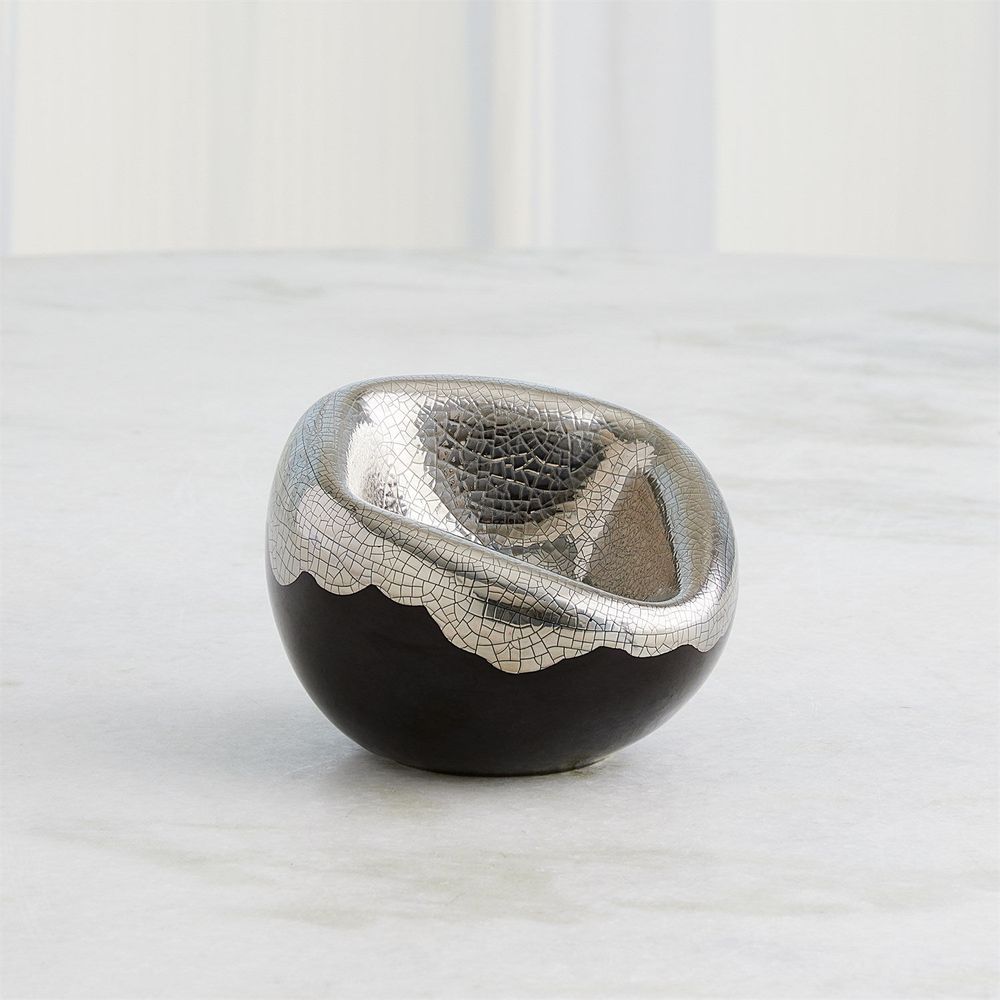 Squished Bowl-Platinum Crackle-Sm