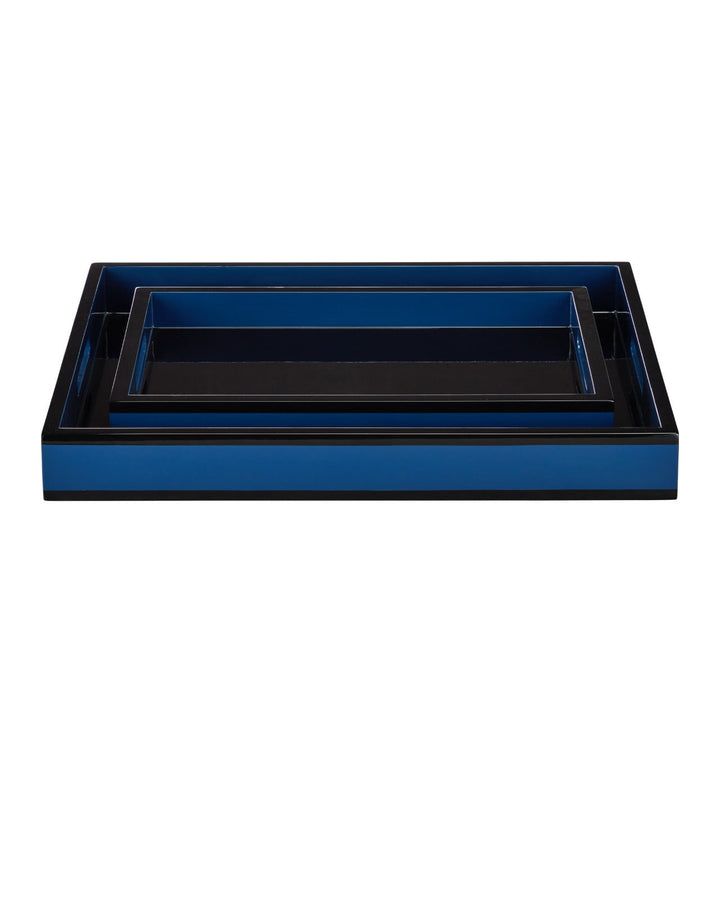 Serveware: Trays Navy Lacquer Tray Set of 2