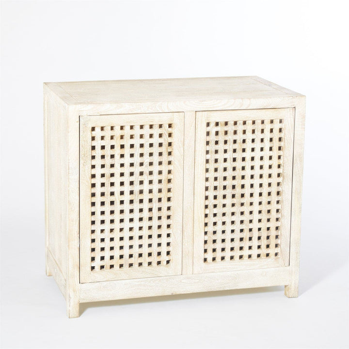 Driftwood Lattice Two - Door Cabinet-Global Views-GVSA-7.90166-W-Bookcases & CabinetsWhite-5-France and Son