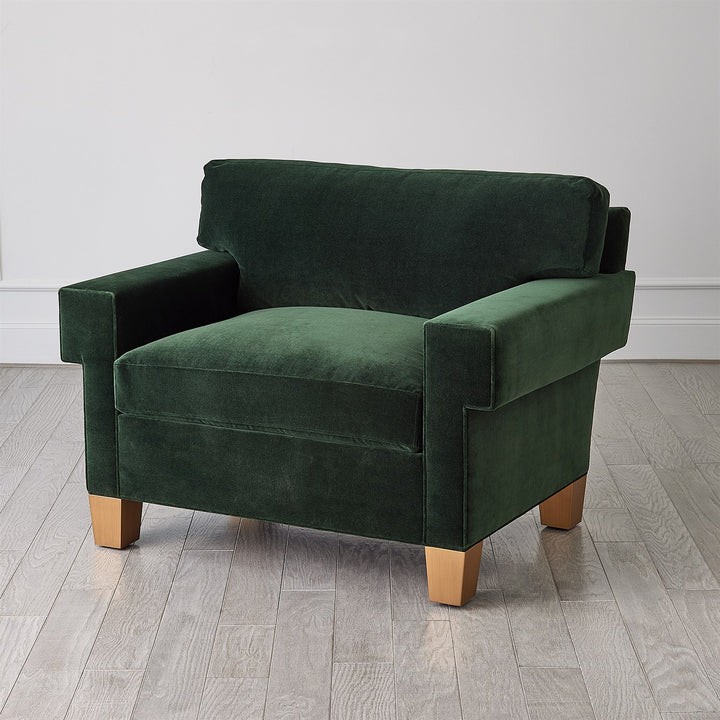 Square Arm Chair-Global Views-GVSA-2.20018-Lounge ChairsGreen Velvet-100% Cotton-3-France and Son