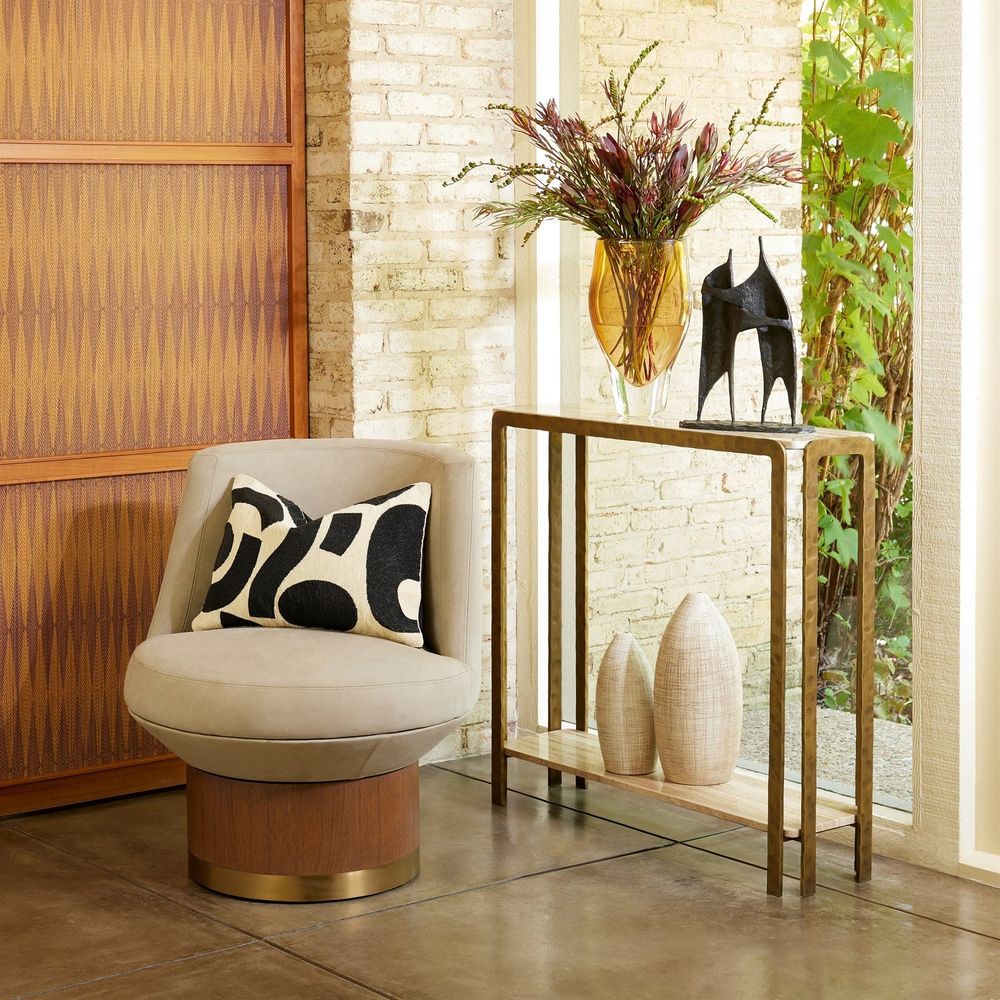 Console Tables Kraft Console-Light Bronze w/Travertine