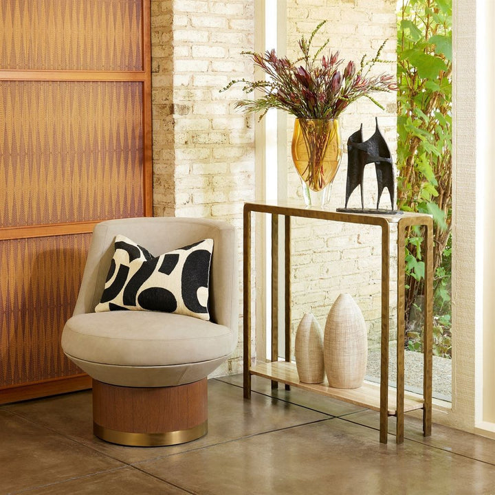 Console Tables Kraft Console-Light Bronze w/Travertine
