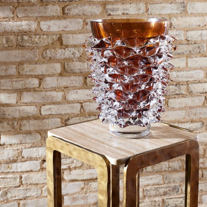 Pedestals Kraft Pedestal-Light Bronze w/Travertine