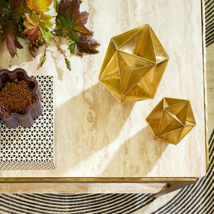 Coffee Tables Kraft Cocktail Table-Light Bronze w/Travertine