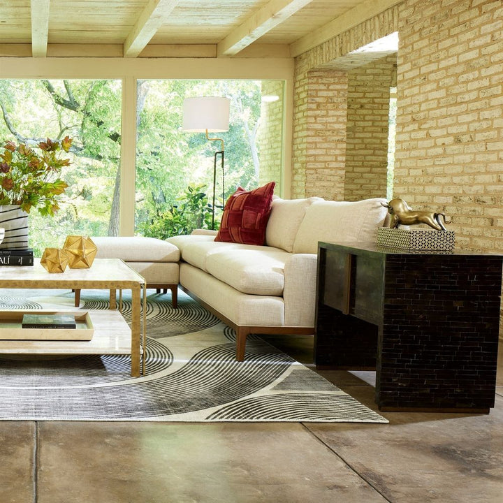 Horn Inlay Bedside Table-Black/Antique Brass