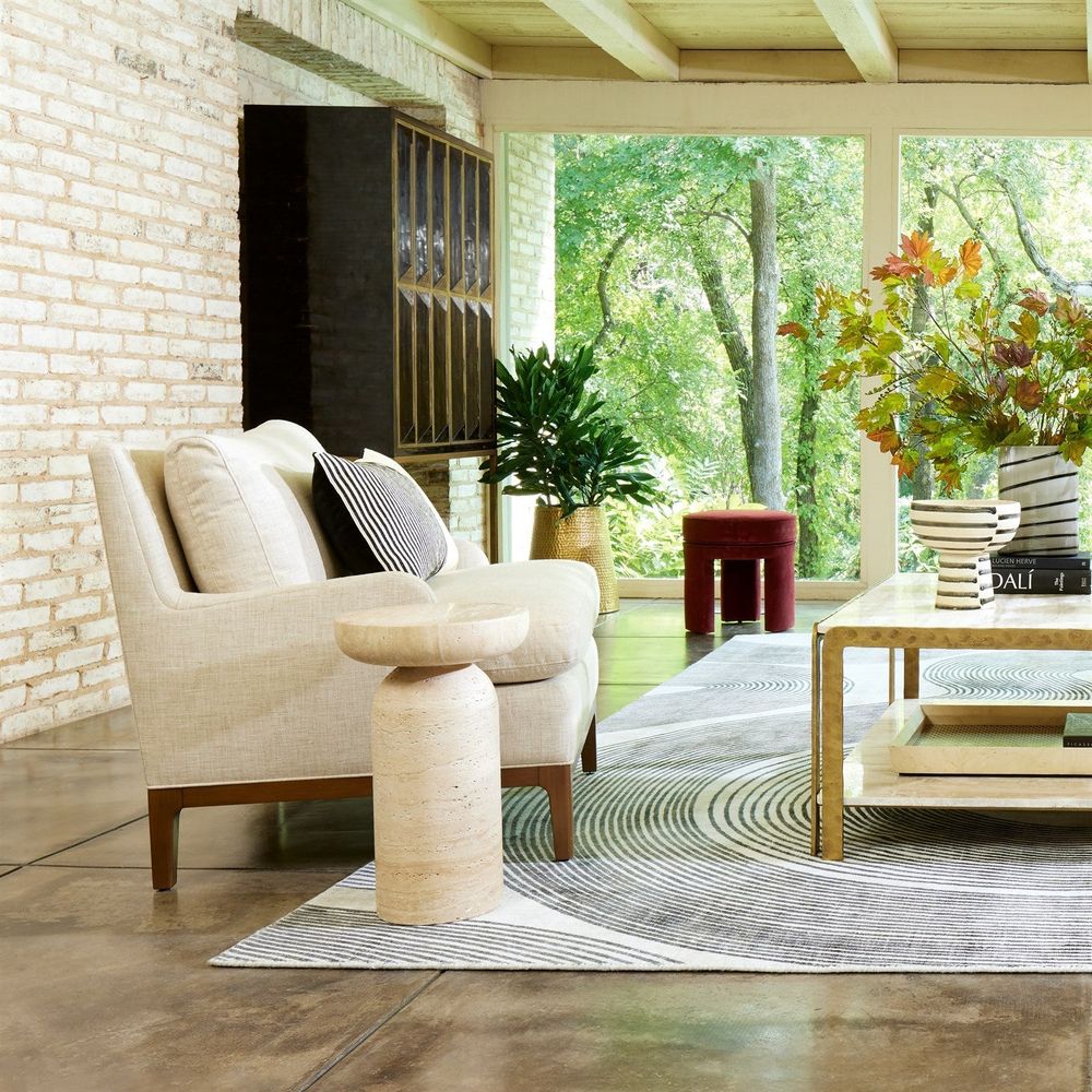 Kraft Cocktail Table-Light Bronze w/Travertine