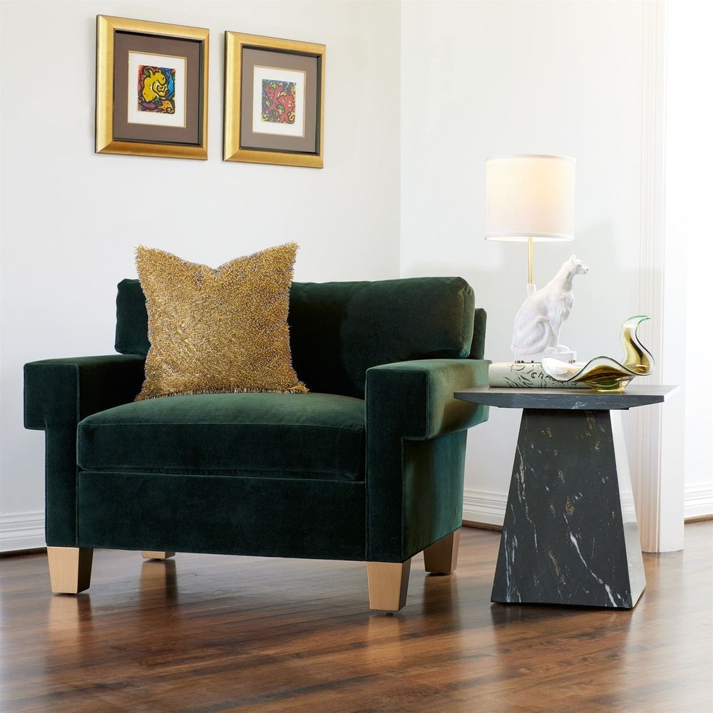 Side Tables Aero Side Table-Black Leathered Marble