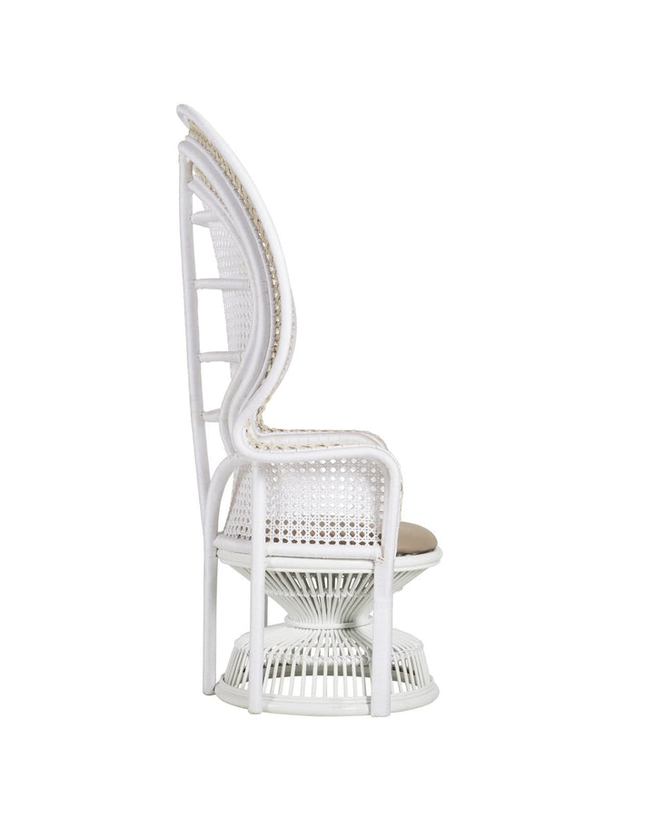 Lounge Chairs Emanuelle White Armchair, Linho Sand