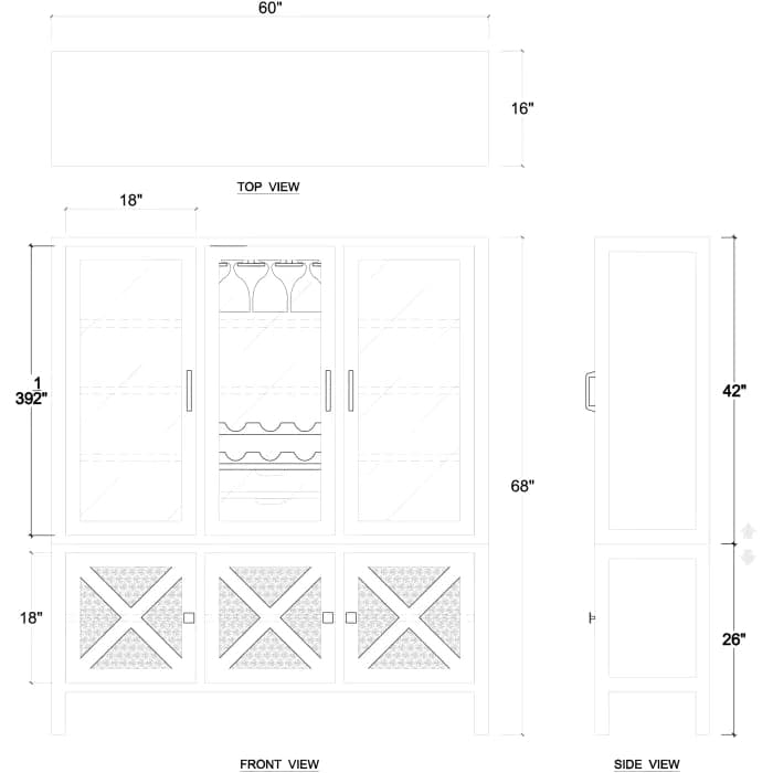 Silvia Reclaimed Teak Wine Cabinet-Bramble-BRAM-85056TSW-RNAT-Bookcases & Cabinets-6-France and Son