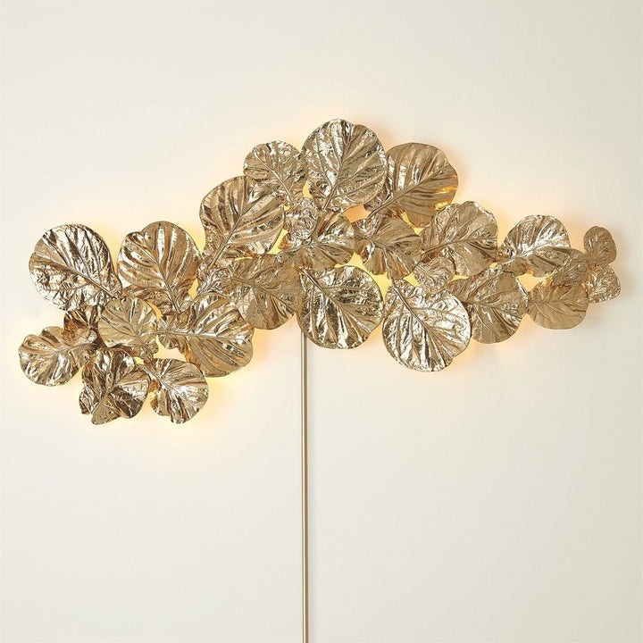 Wall Decor Fiddle Fig Lighted Wall Decor-Brass
