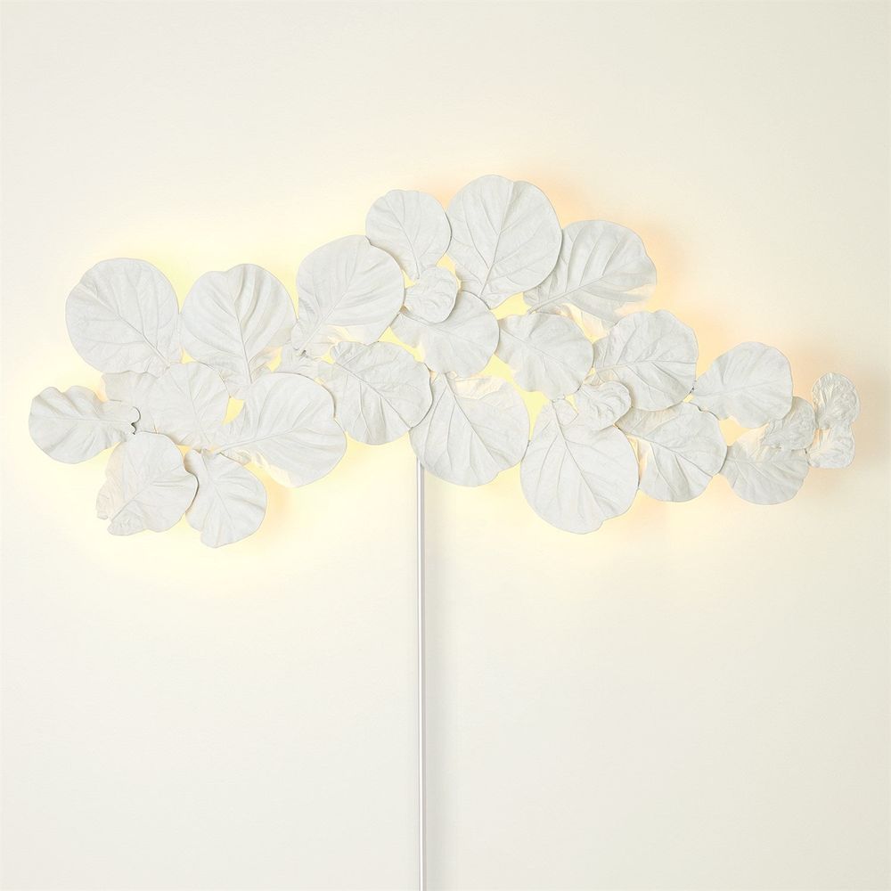 Wall Decor Fiddle Fig Lighted Wall Decor-White