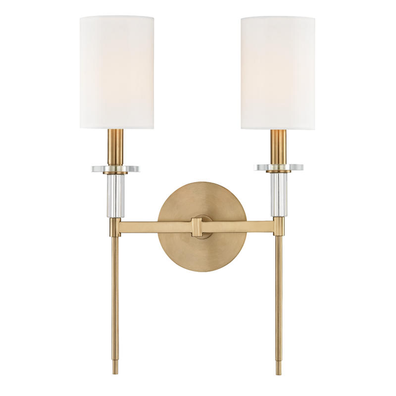 Wall Lighting Amherst 2 Light Wall Sconce Aged Brass