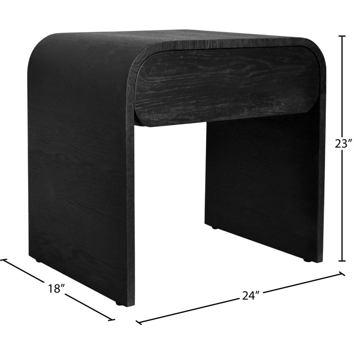 Cresthill Oak Wood Nightstand — Black