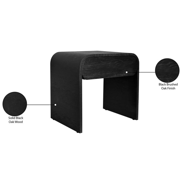 Cresthill Oak Wood Nightstand — Black
