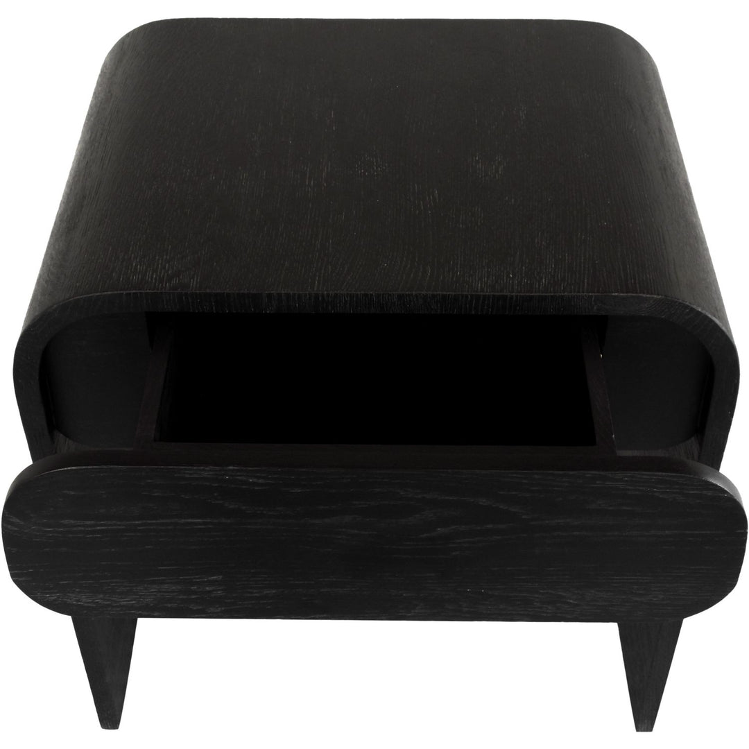 Cresthill Oak Wood Nightstand — Black