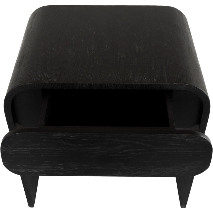 Cresthill Oak Wood Nightstand — Black