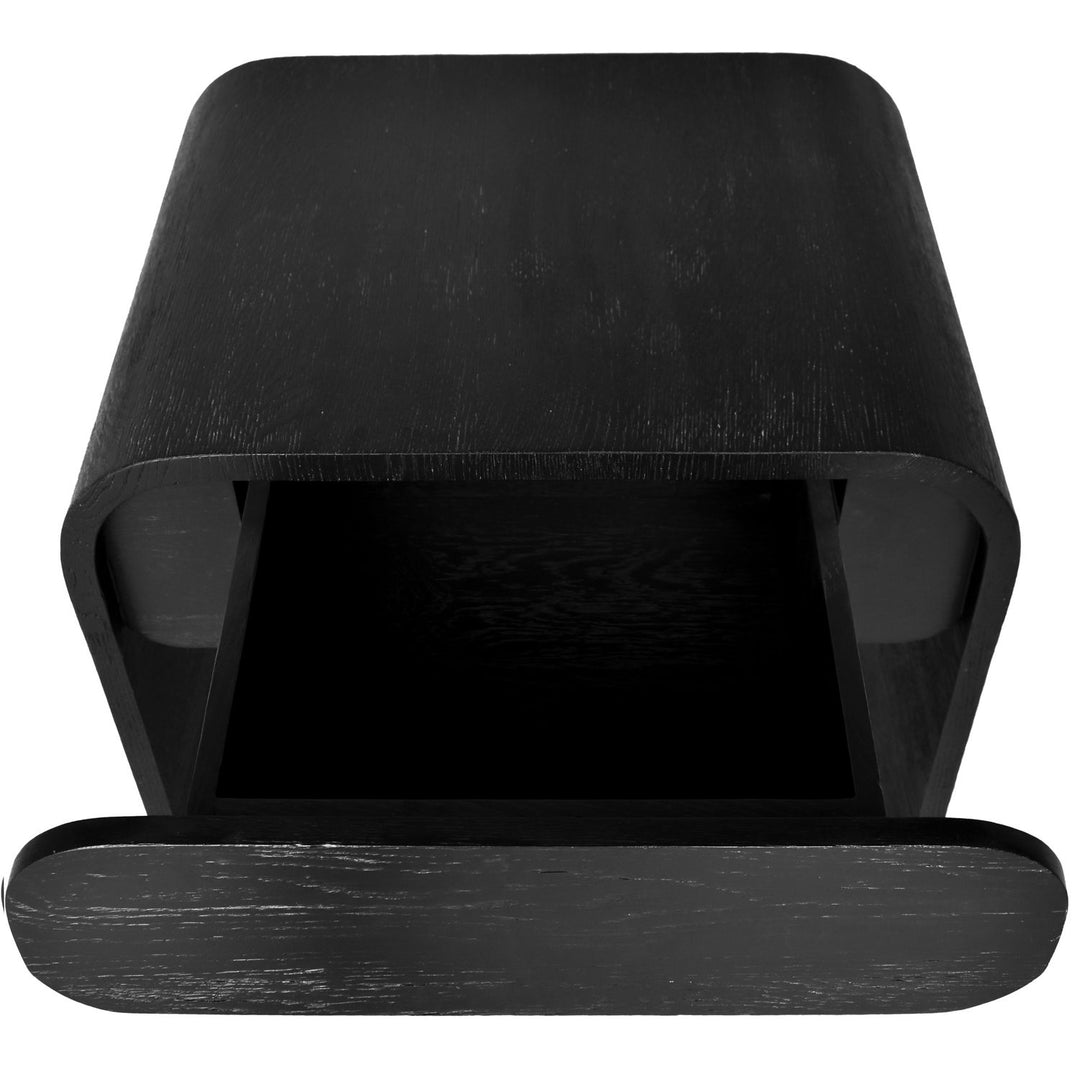 Cresthill Oak Wood Nightstand — Black