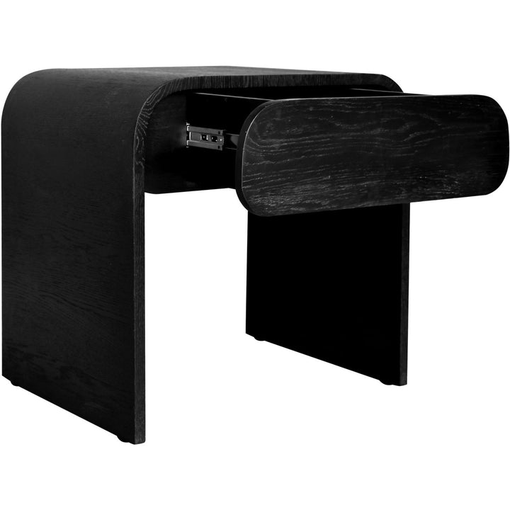 Cresthill Oak Wood Nightstand — Black