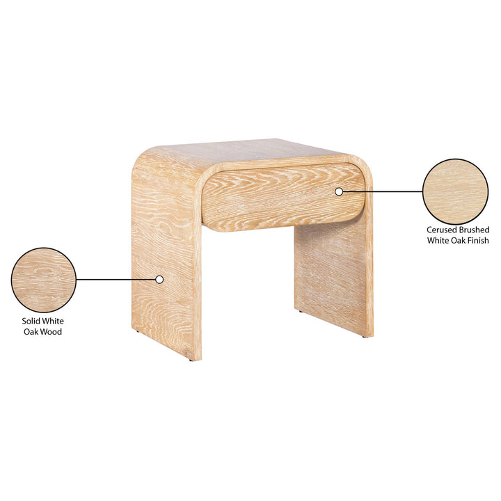Cresthill Oak Wood Nightstand — White