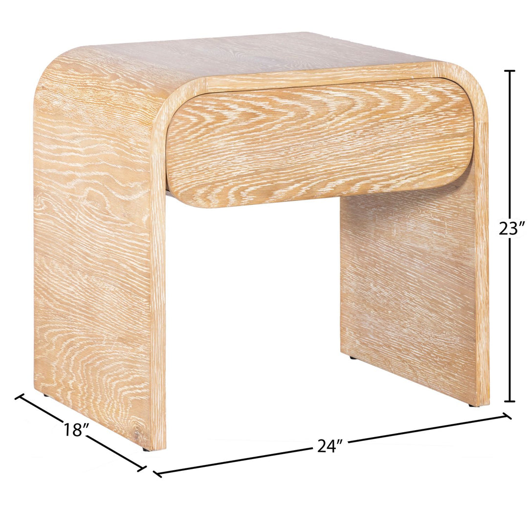 Cresthill Oak Wood Nightstand — White
