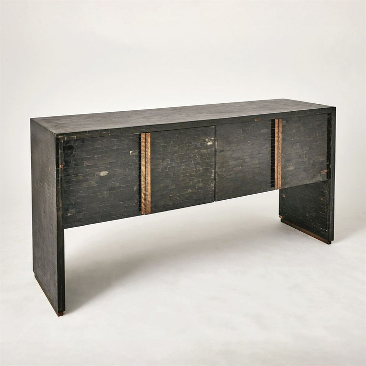 Console Tables Horn Inlay Console-Black/Antique Brass