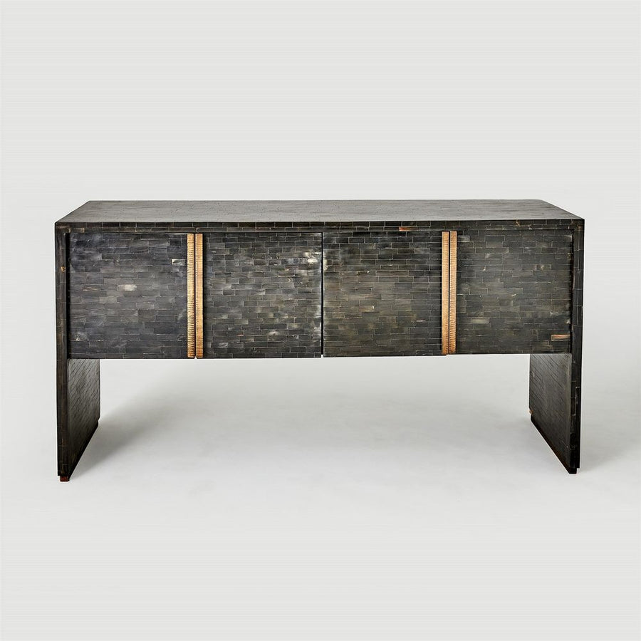 Console Tables Horn Inlay Console-Black/Antique Brass