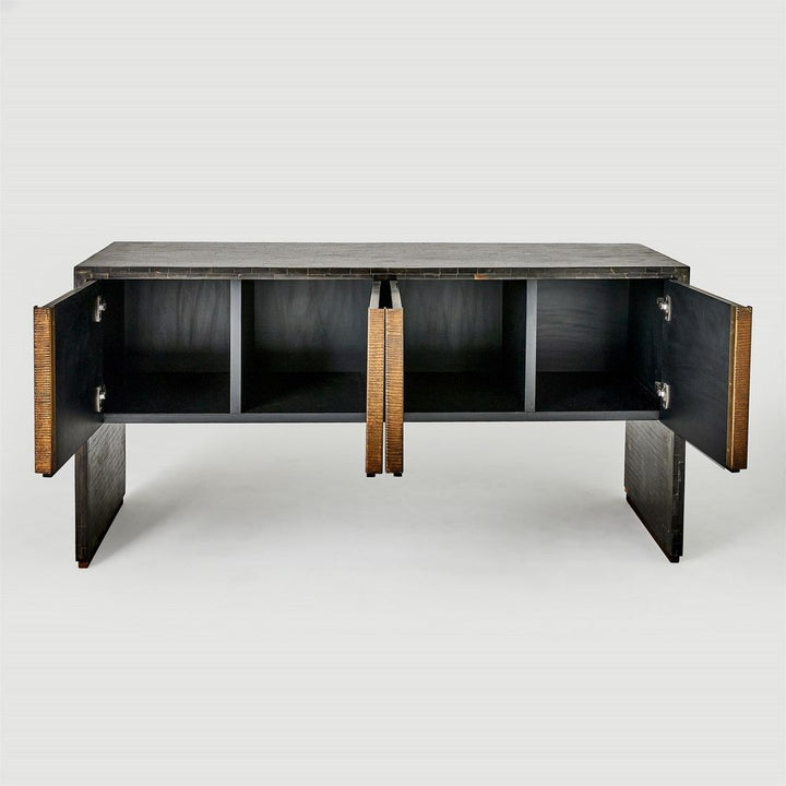 Horn Inlay Console-Black/Antique Brass