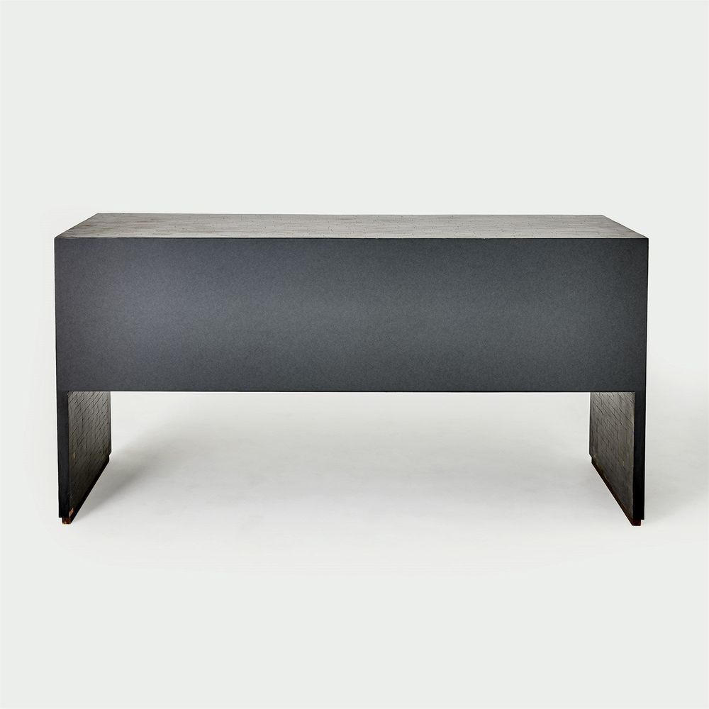 Horn Inlay Console-Black/Antique Brass