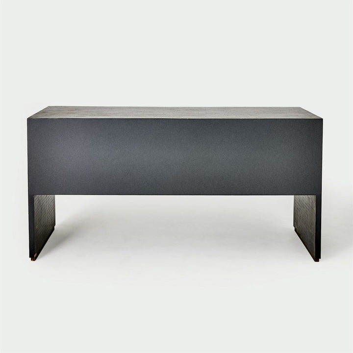Horn Inlay Console-Black/Antique Brass