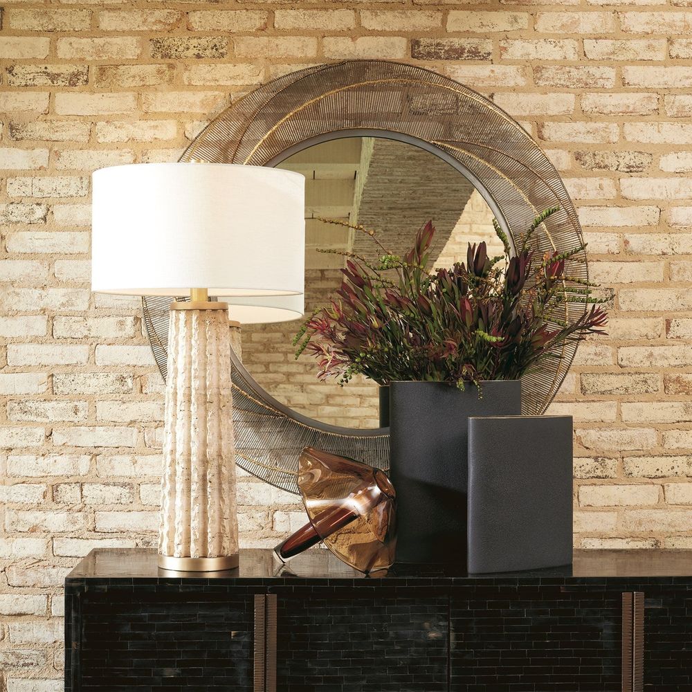 Horn Inlay Console-Black/Antique Brass