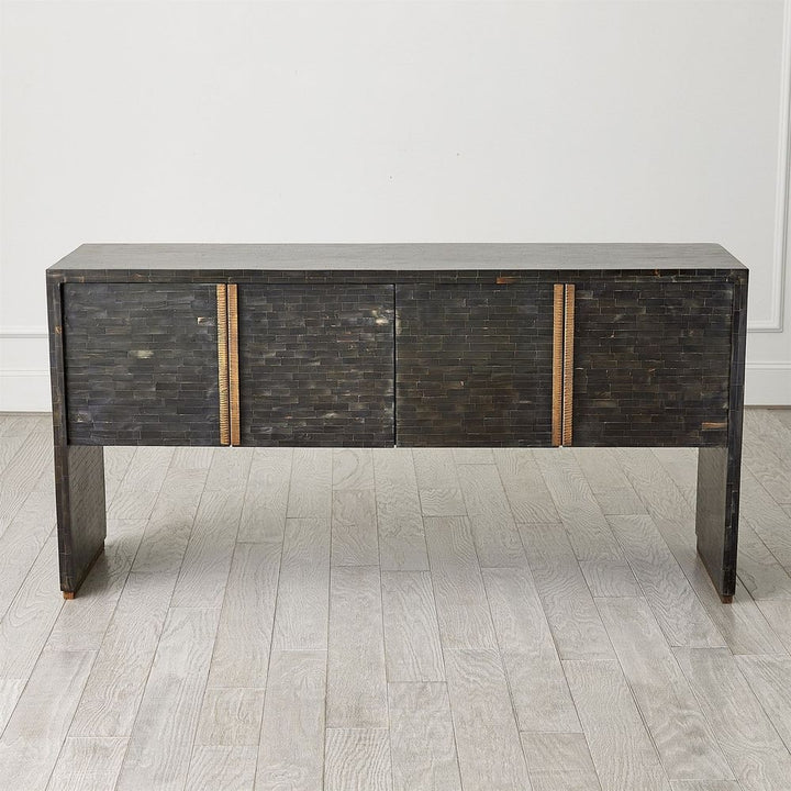 Horn Inlay Console-Black/Antique Brass