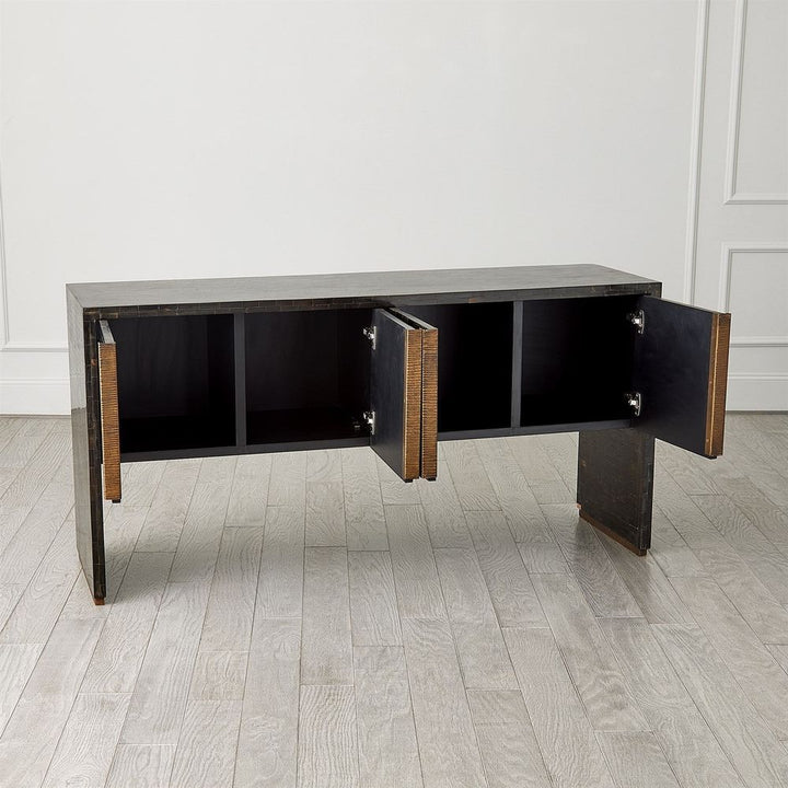 Horn Inlay Console-Black/Antique Brass