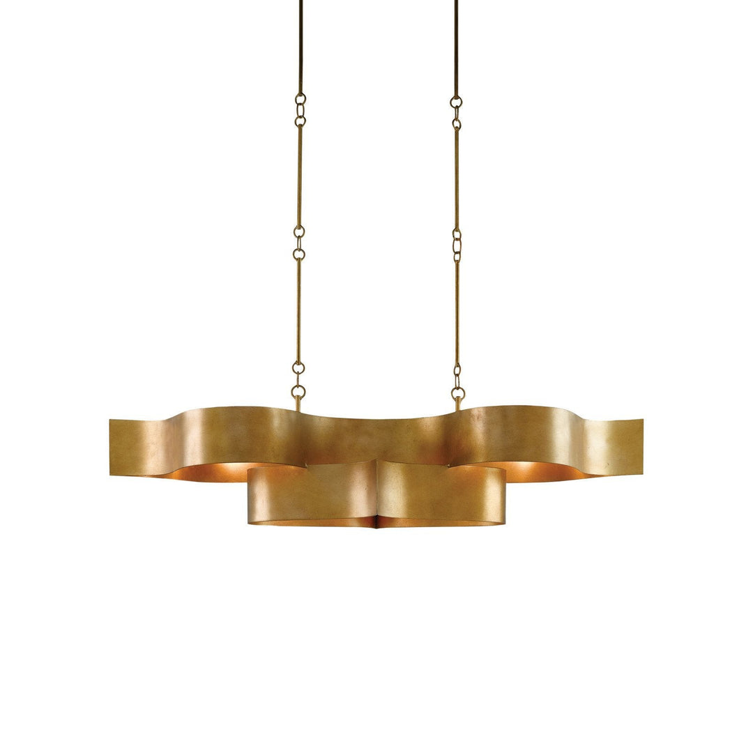 Grand Lotus Gold Oval Chandelier