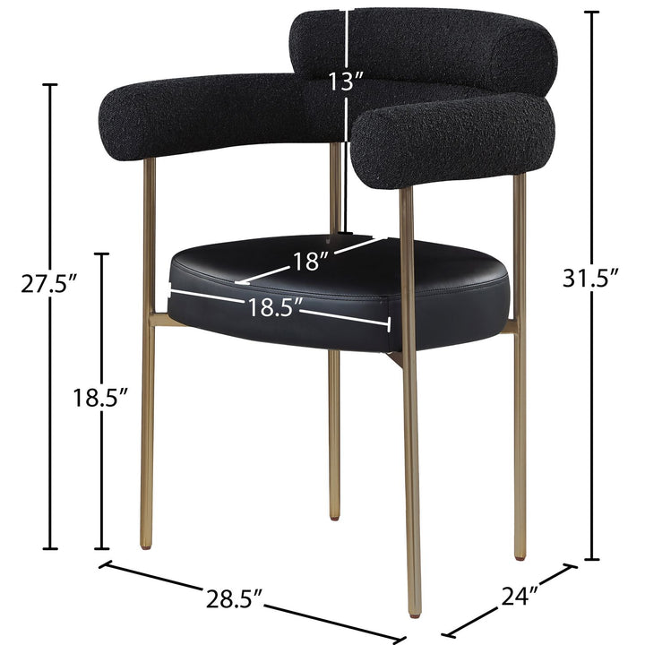 Blake Black Boucle Fabric And Vegan Leather Upholstered Dining Chair