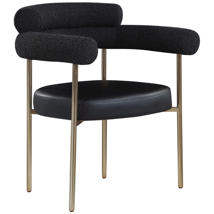 Blake Black Boucle Fabric And Vegan Leather Upholstered Dining Chair