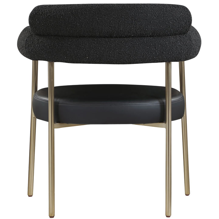 Blake Black Boucle Fabric And Vegan Leather Upholstered Dining Chair