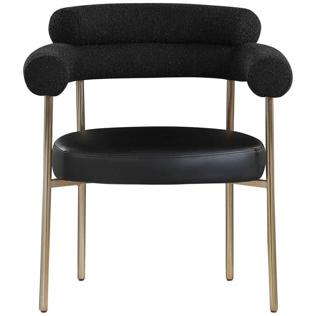 Blake Black Boucle Fabric And Vegan Leather Upholstered Dining Chair