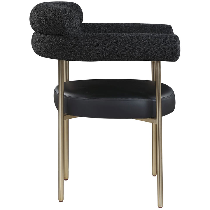Blake Black Boucle Fabric And Vegan Leather Upholstered Dining Chair
