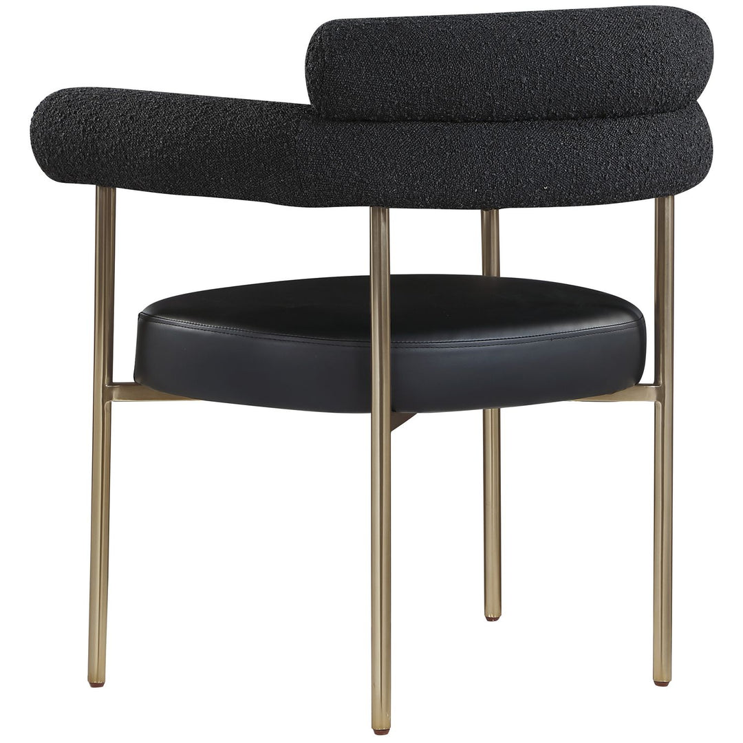 Blake Black Boucle Fabric And Vegan Leather Upholstered Dining Chair