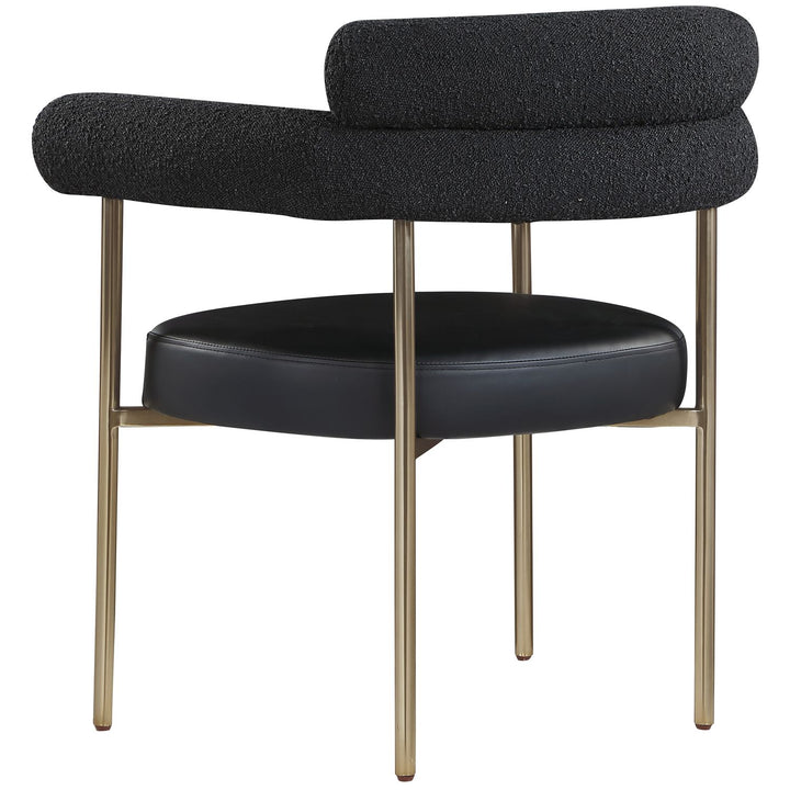 Blake Black Boucle Fabric And Vegan Leather Upholstered Dining Chair