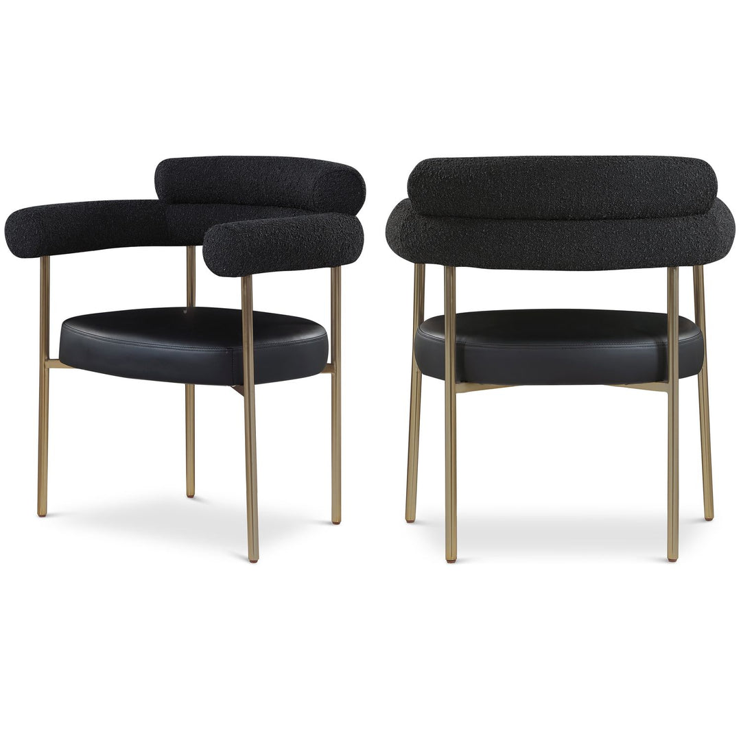Blake Black Boucle Fabric And Vegan Leather Upholstered Dining Chair