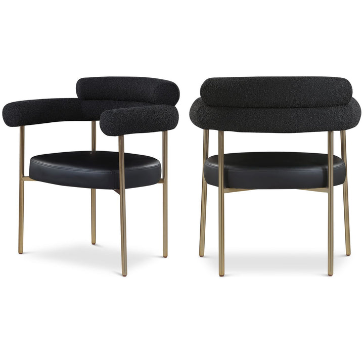 Blake Black Boucle Fabric And Vegan Leather Upholstered Dining Chair