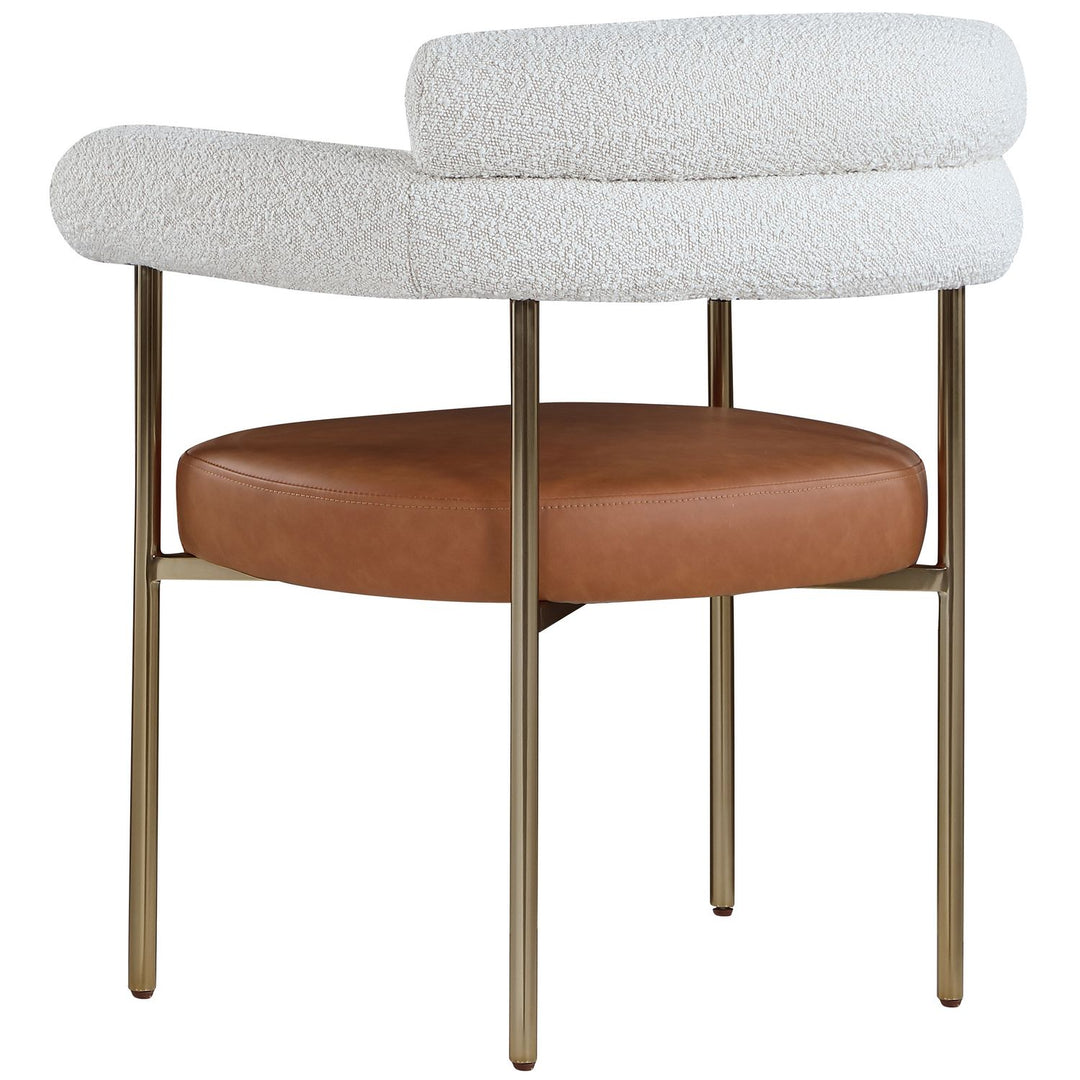 Blake Cognac Boucle Fabric And Vegan Leather Upholstered Dining Chair