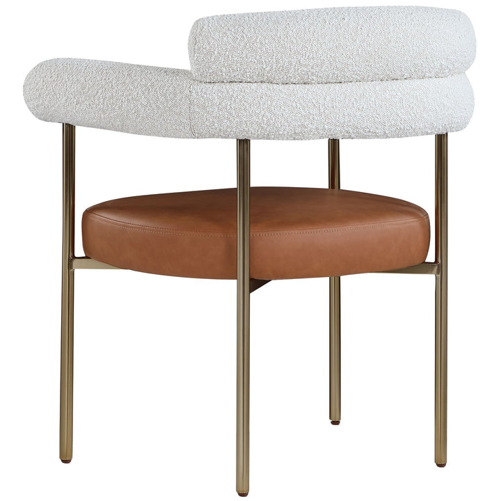 Blake Cognac Boucle Fabric And Vegan Leather Upholstered Dining Chair