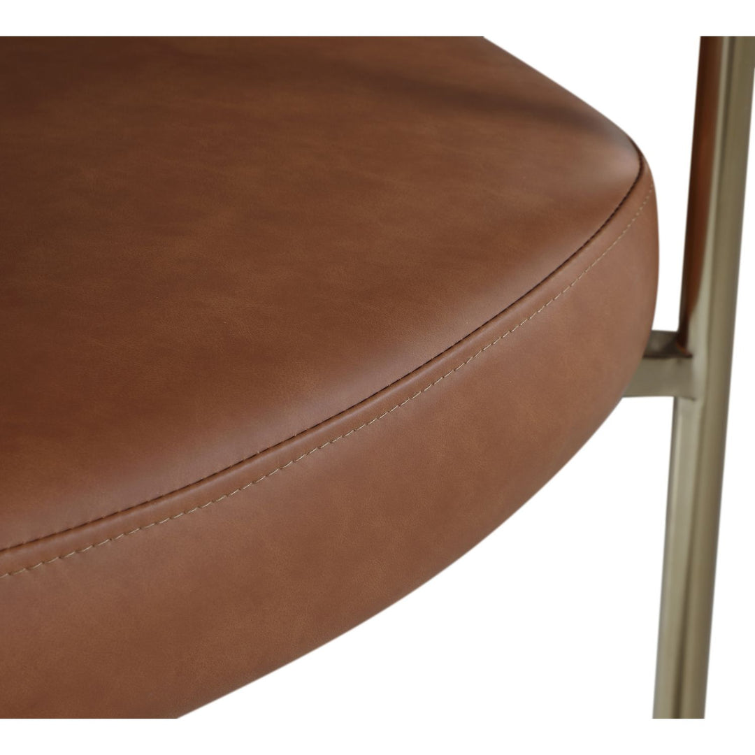 Blake Cognac Boucle Fabric And Vegan Leather Upholstered Dining Chair