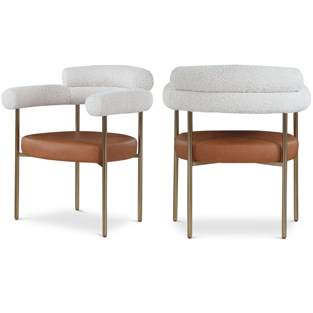 Blake Cognac Boucle Fabric And Vegan Leather Upholstered Dining Chair
