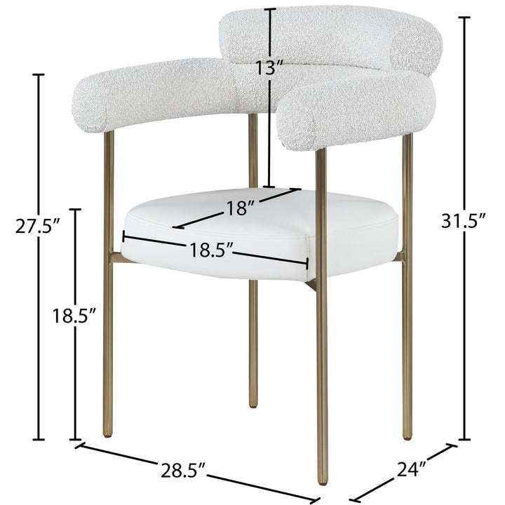 Blake Cream Boucle Fabric And Vegan Leather Upholstered Dining Chair