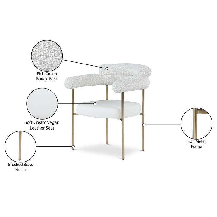 Blake Cream Boucle Fabric And Vegan Leather Upholstered Dining Chair