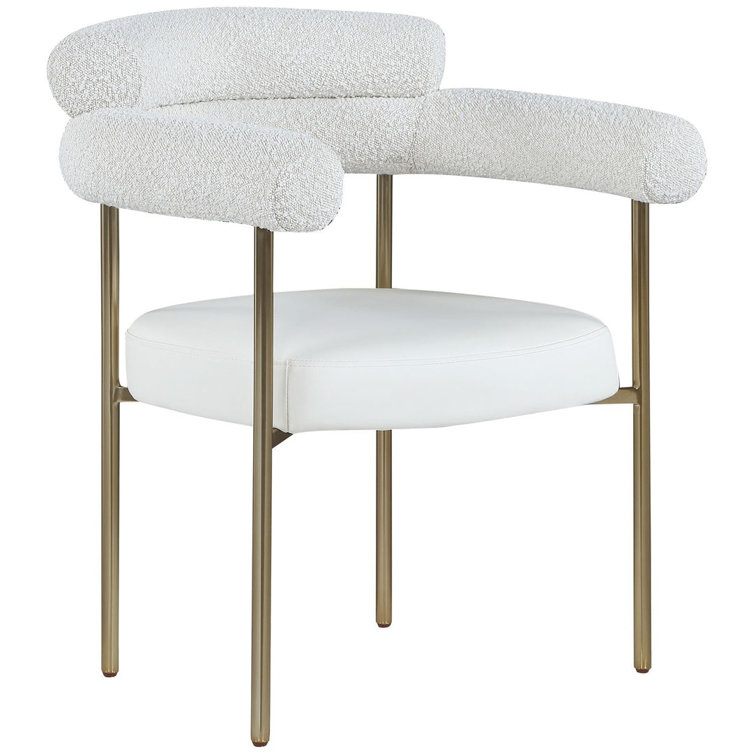 Blake Cream Boucle Fabric And Vegan Leather Upholstered Dining Chair