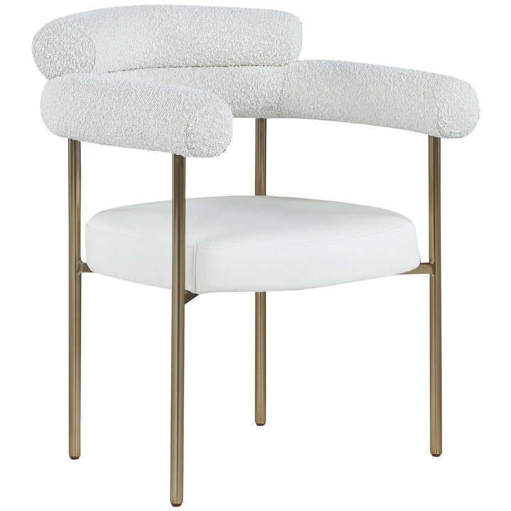 Blake Cream Boucle Fabric And Vegan Leather Upholstered Dining Chair